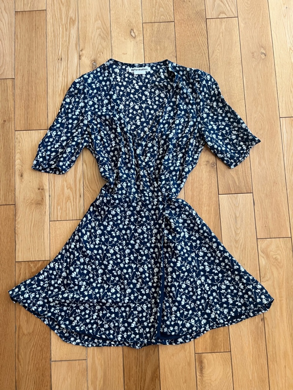 Reformation Navy Blue Floral Mini Dress